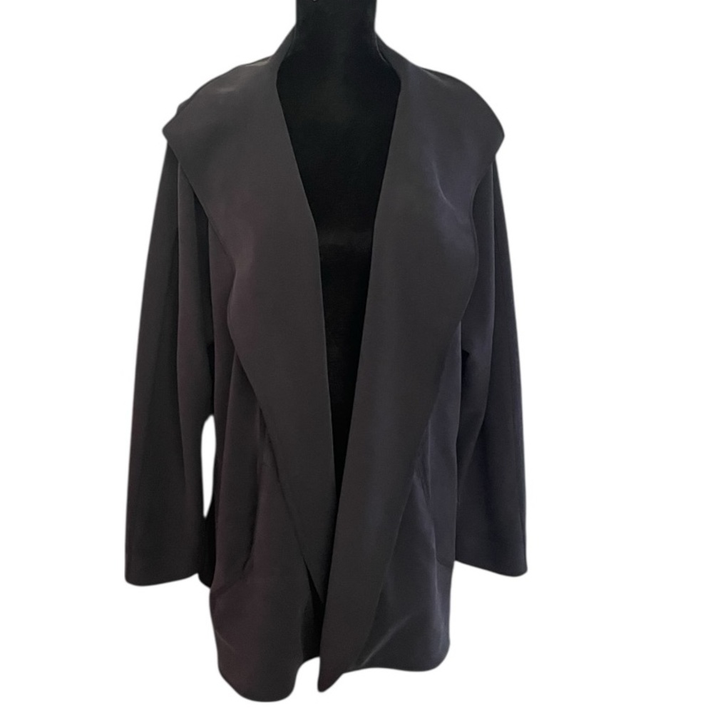 Lululemon Softstreme Open Front Jacket Charcoal Gray medium large Pockets Active